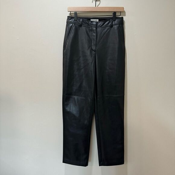 Babaton Straight Leg Faux Leather Black Pants sz 6 - Picture 1 of 6